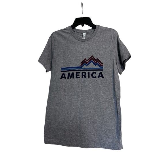 Large America Unisex Gray T- shirt NWT New With Tags Grey Tee Shirt L Top - Picture 1 of 5
